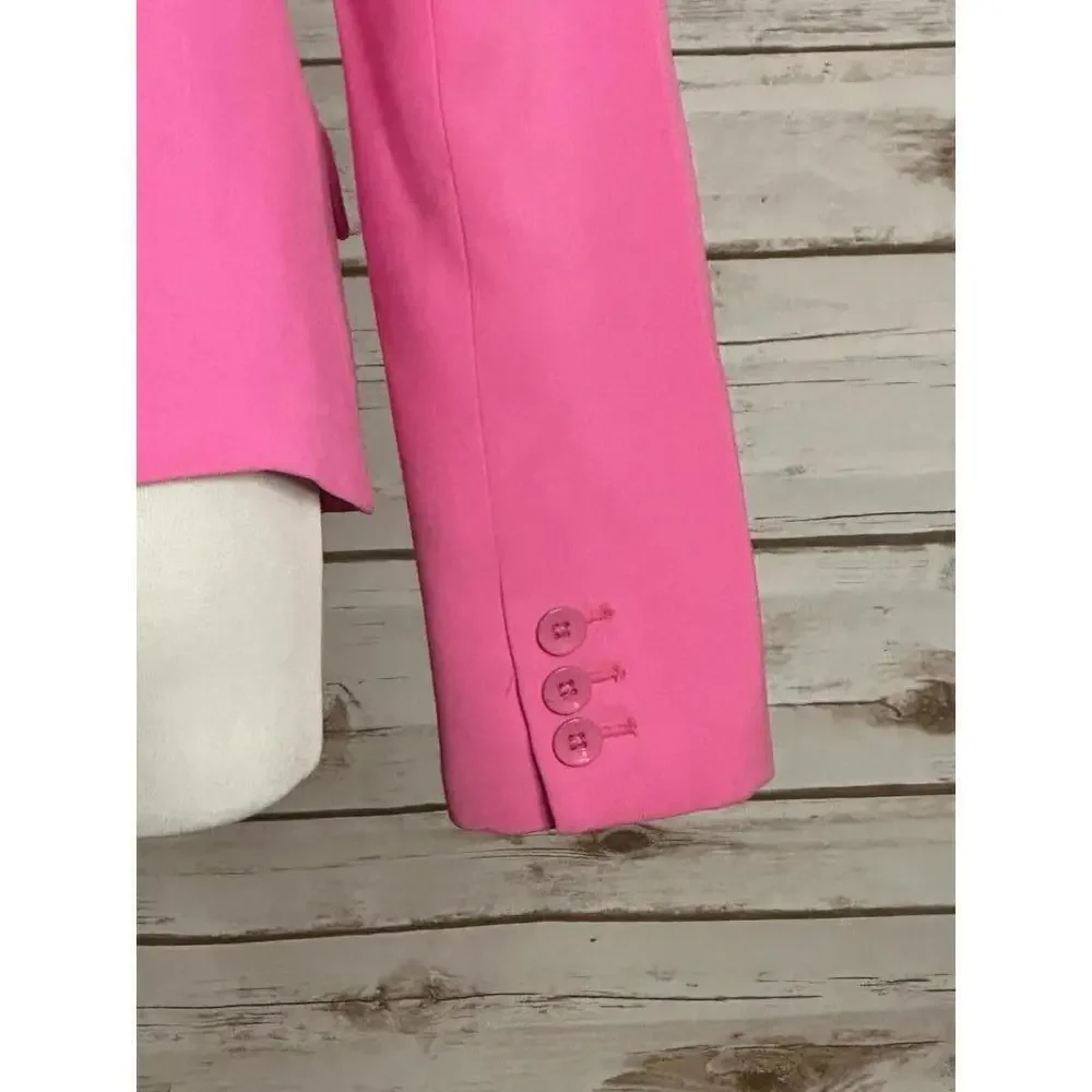 Trina Turk pink Legally Blonde Barbie office siren single-breasted blazer Size 4 - Picture 7 of 10